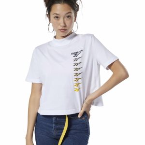 Crop Top Damskie Reebok Classic Vector Białe PL 43XNCTL